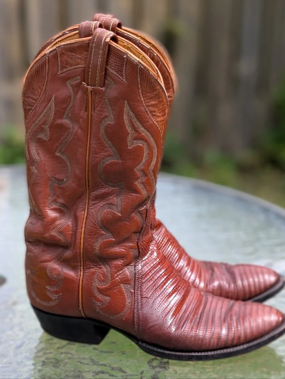 Men's Tony Lama Size 9.5 Brown Teju Lizard Western Cowboy BOOTS